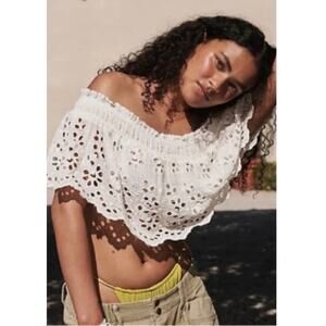 Free People Perla Eyelet Lace Off Shoulder Top